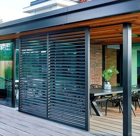 Diy Backyard Makeover, Modern Shutters, Outdoor Shutters, Makeover Tips, Modern Pergola, Small Backyard Gardens, Outdoor Kitchen Design Layout, Casa Patio, Outdoor Kitchen Patio