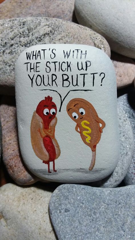 Rough Rock Painting Ideas, Cool Rock Designs, Rock Painting Ideas Small Rocks, Funny Paintings Ideas, Wine Painted Rocks, Long Rock Painting Ideas, Funny Painted Rocks Hilarious, Rock Painting Ideas Funny Sayings, Painted Rock Sayings