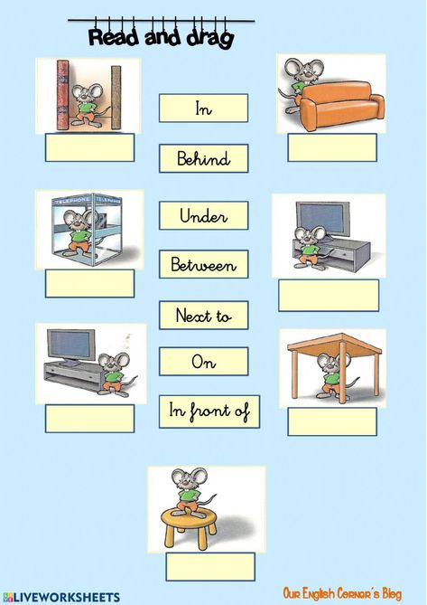 Prepositions of place online and pdf exercise. You can do the exercises online or download the worksheet as pdf. In On Under, Preposition Worksheets Kindergarten, Preposition Activities, Preposition Worksheets, English Prepositions, Teach English To Kids, English Grammar For Kids, Grammar For Kids, English Activities For Kids