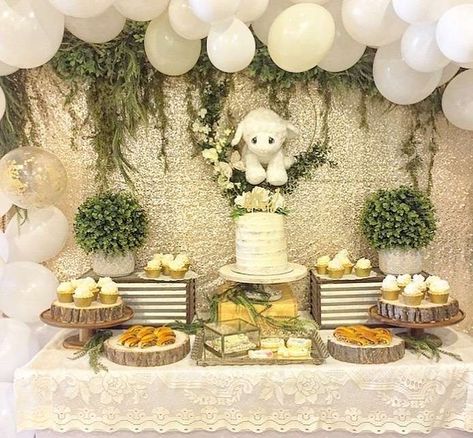 Lamb Party Theme, Sheep Party Decorations, Sheep Party Ideas, Baby Shower Sheep Theme, Lamb Themed Birthday Party, Mary Had A Little Lamb Baby Shower Theme, Sheep Themed Baby Shower Ideas, Lamb Theme Baby Shower Ideas, Baby Lamb Baby Shower Ideas