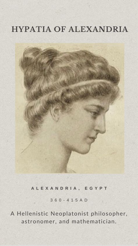 She led the life of respected academic at Alexandria university; a position to which only male were entitled previously. Hypatia Of Alexandria Aesthetic, Alexandria Aesthetic, Hypatia Of Alexandria, Milo Murphy, Insta Stories, Astronomer, Insta Story, Egypt, Literature