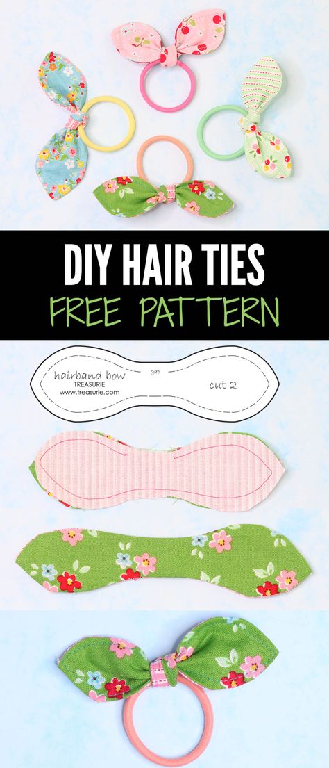 Diy Hair Ties, Hair Ties Diy, Trendy Sewing Patterns, Kraf Diy, Christmas Hair Bows, Trendy Sewing, Beginner Sewing Projects Easy, Sewing Projects For Kids, Bow Pattern