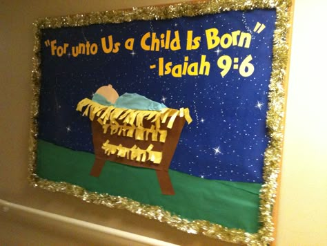 Christmas, nativity bulletin board Nativity Bulletin Board Ideas, Christmas Bulletin Board Christian, Religious Christmas Bulletin Boards, Nativity Bulletin Board, Nativity Bulletin Board Preschool, Manger Bulletin Board, Nativity Scene Wall Display School, Religious Bulletin Boards, December Bulletin Boards