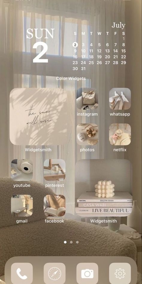 Beige Home Screen, Ios16 Aesthetic, Wallpapper Iphone, Ios 16 Home Screen, Widget Iphone, Ipad Organizer, Beige Home, Cute Home Screen Wallpaper, Cute Home Screens