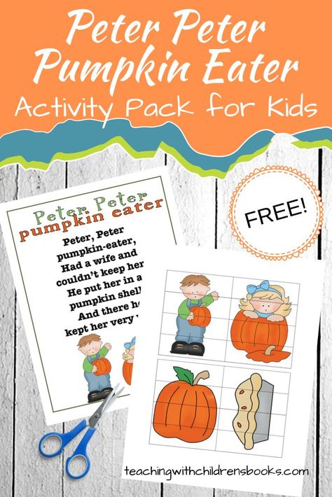 Young kids love nursery rhymes and can learn so much from them. This Peter Peter Pumpkin Eater printable is perfect for your fall lessons. #peterpumpkineater #nurseryrhymeactivities #nurseryrhymes #teachwithbooks Peter Peter Pumpkin Eater Preschool Activities, Peter Peter Pumpkin Eater Nursery Rhyme, Peter Peter Pumpkin Eater Craft, Thanksgiving Videos For Kids, November Songs, Hokey Pokey Song, Thanksgiving Songs For Kids, November Teaching Ideas, Nursery Rhymes Preschool Crafts