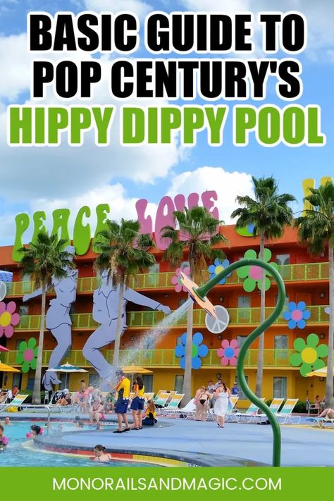 Your guide to the Hippy Dippy pool at Disney's Pop Century Resort. It's is a great pool for families with young children. Pop Century Resort, Pop Century, Big Pools, Disney Pop, Resort Pools, Hotel Pool, Disney World Tips And Tricks, Disney World Trip, Disney World Vacation