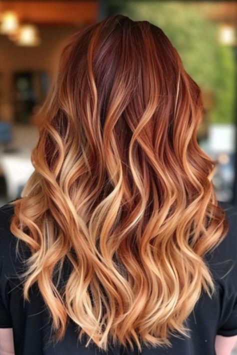 Reddish Brown to Honey Brown Ombre with Loose Curls Honey Brown Hair Colors, Hair Color Ideas Women, Honey Brown Hair Color, Red Ombre Hair, Blond Ombre, Red Blonde Hair, Brown Hair Color Ideas, Honey Brown Hair, Bold Hair Color