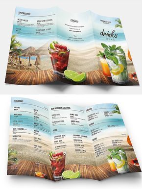 Summer Drinks Menu Template PSD Drinks Menu Design, Drink Promotion, Summer Drink Menu, Food Blog Design, Beverage Branding, Drink Menu Design, Smoothie Menu, Restaurant Designs, Menu Design Inspiration