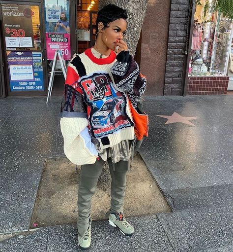 Teyana Taylor Streetwear, Teyana Taylor Style Tomboy, Teyana Taylor Outfits Tomboys, Teyana Taylor Style, Teyana Taylor Outfits, Streetwear Boutique, Grind Time, Ugly Sweater Day, Taylor Outfits