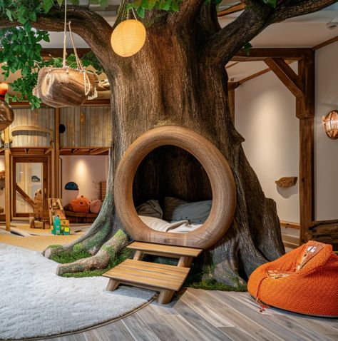 Forest Furniture Design, Nature Playroom, Treehouse Playroom, Indoor Tree House, Indoor Playground Design, Tree Interior, Disney Room Decor, Cool Kids Bedrooms, Kids Bedroom Inspiration