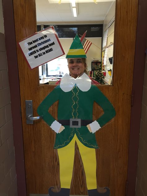 Buddy the Elf classroom door Elf Themed Christmas Party, Elf Classroom, Door Decorations Classroom Christmas, Holiday Door Decorations, Christmas Door Decorating Contest, Elf Christmas Decorations, Christmas Classroom Door, Elf Door, School Door Decorations