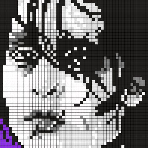 Edward ScissorhandsSquare Perler Bead Pattern / Bead Sprite Edward Scissorhands Pixel Art, Movie Pixel Art, Pierce The Veil Perler Beads, Edward Scissorhands Crochet Pattern, Horror Perler Beads, Horror Movie Alpha Patterns, Donnie Darko Cross Stitch, Art Perle, Kandi Patterns