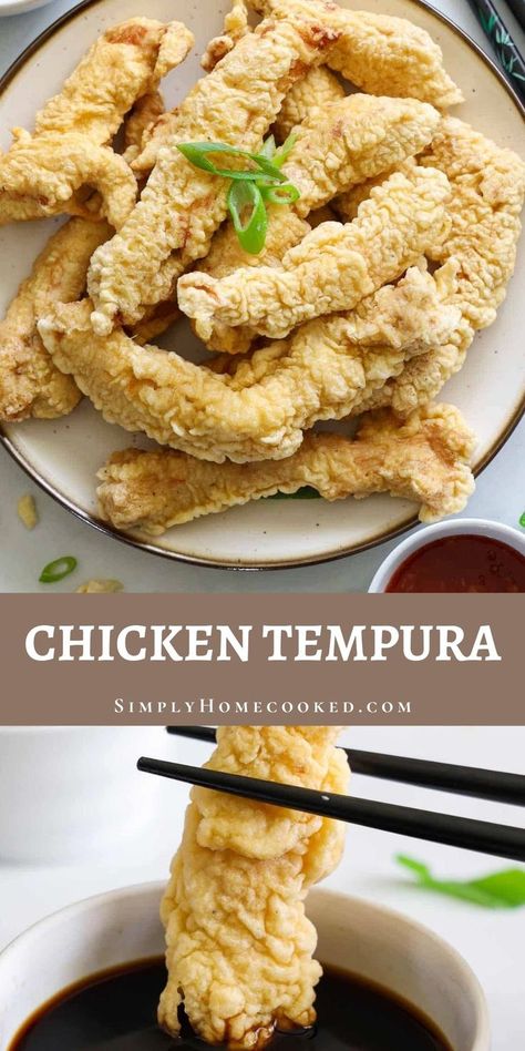 This Chicken Tempura is lightly battered and fried for a deliciously crisp outside and tender inside. Serve it with your favorite dipping sauce for a tasty meal that’s full of flavor. Tempura Chicken, Chicken Tempura, Asian Dish, Tempura Batter, Chicken Patties, Yummy Chicken Recipes, Best Chicken Recipes, Chicken Dishes Recipes, Easy Appetizer Recipes