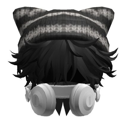 Messy Hair w/ Headphones & Y2K Cat Beanie in Black Headphones Y2k, Y2k Cat, Cute Black Shirts, Cat Beanie, Black Shirts, Create An Avatar, Messy Hair, Messy Hairstyles, Hair Accessory