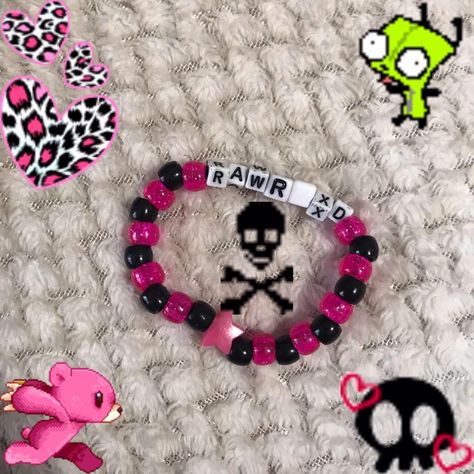 Scene Bead Bracelets, Emo Bracelets Diy, Emo Bead Bracelets, Scene Bracelets Kandi, Scene Kid Bracelets, Pierce The Veil Kandi, Kandi Bracelets Scene, Lil Peep Bracelet Ideas, Bracelet Ideas Y2k