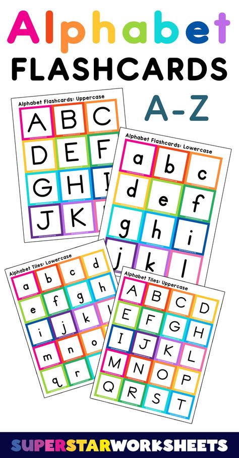 FREE printable Alphabet Flashcards. Here is a free set of free printable alphabet flashcards upper and lowercase. These colorful alphabet flashcards pdf are available for easy download and use. #superstarworksheets #abc #alphabet #printables #free Free Printable Alphabet Letters A-z, Abc Printables Free Prints, Alphabet Letters To Print Free Printable, Alphabet Flashcards Printable Free Cards, English Alphabet Chart, Abc Printables Free, Printable Alphabet Flashcards, Abc Flashcards Printable, Free Alphabet Chart