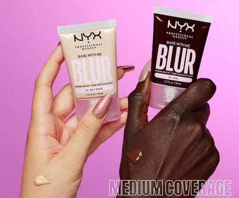 A tube of NYX Bare With Me Blur that has a similar soft matte finish to the ONE/SIZE Turn Up The Base Blurring Foundation. It's a medium-coverage formula, but still contains hydrating skincare ingredients so you won't feel cakey or dry. Color Corrector Guide, Color Correcting Guide, Nyx Bare With Me, Color Correct Dark Circles, Green Color Corrector, Pale Foundation, Color Correction Makeup, Dior Lip Glow, Shape Tape Concealer