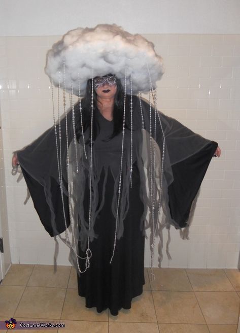 Snow Storm Costume, Weather Woman Costume, Storm Cloud Halloween Costume, Storm Costume Diy, Home Made Costumes, Storm Cloud Costume, Storm Cloud Costume Diy, Rain Cloud Costume, Rain Costume