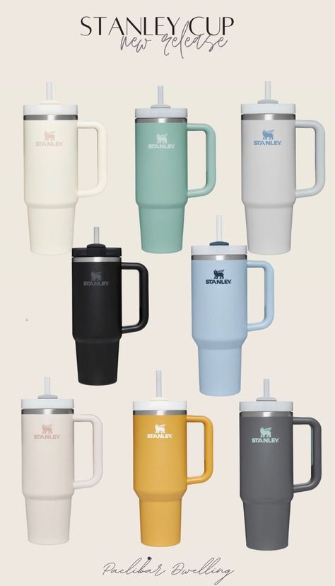 Stanley Cup Tumble cup - cute cups - water cup - coffee cup - travel essentials Work Water Bottle, Cheap Stanley Cup, Stably Cups, Small Stanley Cup, Water Aesthetic Stanley, Cute Cups Tumblers, Stanely Water Bottle, Light Blue Stanley Cup, Stanley Travel Mug