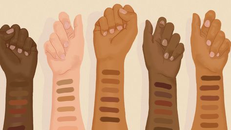 Up In Arms: Why Some Makeup Swatches Are A Scam #refinery29 https://www.refinery29.com/en-us/2018/08/207334/makeup-swatch-photoshop-dark-skin-controversy Foundation Swatches, Black Lives Matter Art, Makeup Companies, Some Makeup, Real Model, Hand Model, Makeup Swatches, Images Esthétiques, Feminist Art