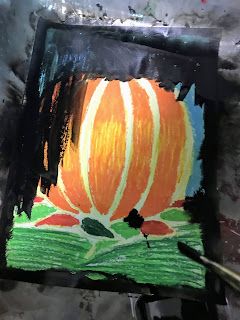 Elements of the Art Room: 3rd grade Oil Pastel faux Batik pumpkins Pumpkin Art Lesson, Art Lesson Elementary, Art 3rd Grade, Pumpkin Art Project, Fall Homeschool, 3rd Grade Art Lesson, Art October, Adaptive Art, Fall Themes