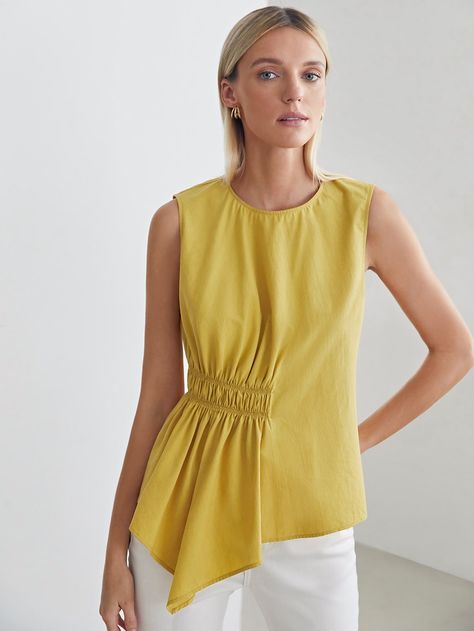 Summer Tops 2024, Feeding Gown, Assymetrical Top, Granny Chic Fashion, Sleeveless Tops For Women Casual, Simple Blouses, Womens Blouses Summer, Casual Chic Outfits, Asymmetrical Hem Top