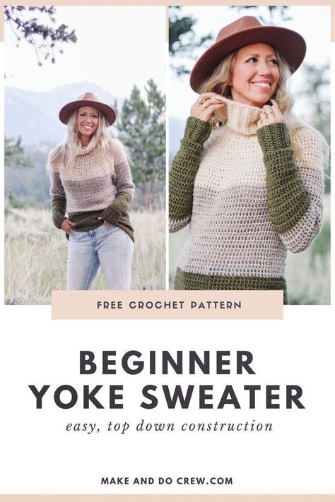 Clothes Crochet Patterns Free, Pullover Crochet, Easy Beginner Crochet Patterns, Yoke Sweater, Knit Clothes, Crochet Cardigan Pattern Free, Crochet Yoke, Crochet Shrug Pattern, Crochet Sweater Pattern Free