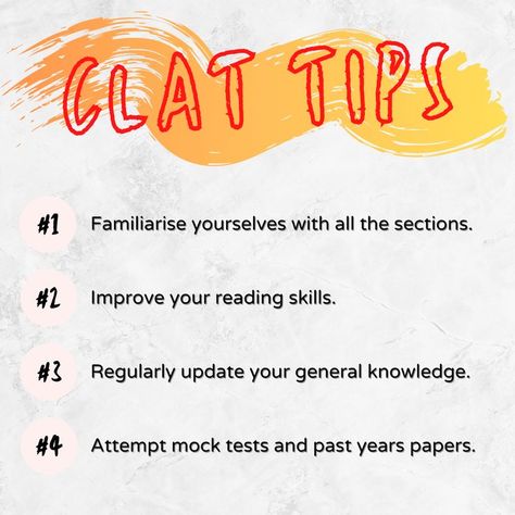 CLAT aspirants should familiarise themselves with all the sections, improve their reading skills, regularly update their general knowledge, attempt mock tests and past years papers are the key tips of acing the exam.