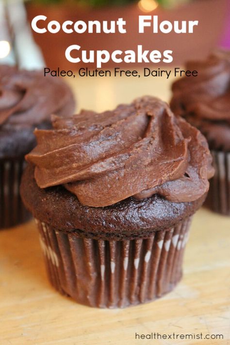 Paleo Coconut Flour Chocolate Cupcakes Dairy Free Chocolate Cupcakes, Paleo Cupcakes Recipes, Coconut Flour Cupcakes, Coconut Flour Baking, Paleo Frosting, Cupcakes Coconut, Paleo Cupcakes, Muffins Paleo, Perfect Sandwich