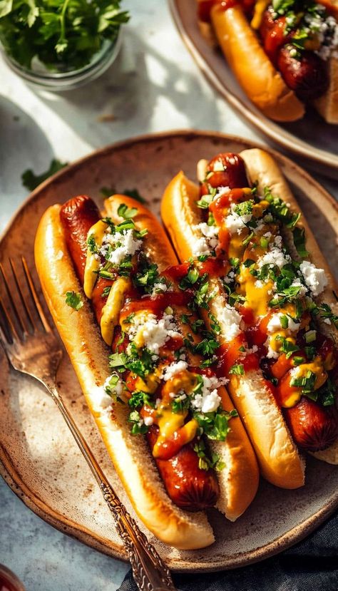 Elevate your fall cookouts with this ultimate hot dog guide, featuring tips and recipes for crafting the perfect hot dog. From classic toppings to creative twists, this guide has everything you need to make your hot dogs unforgettable. Perfect for cozy evenings by the fire or game-day feasts, these recipes bring warmth and fun to every bite. Elevated Hot Dogs, Christmas Hot Dogs, Hot Dogs Photography, Christmas Hotdogs, Hot Dog Party Food, Hotdogs Aesthetic, Unique Hot Dog Toppings, Fancy Hot Dogs, Hot Dog Dinner