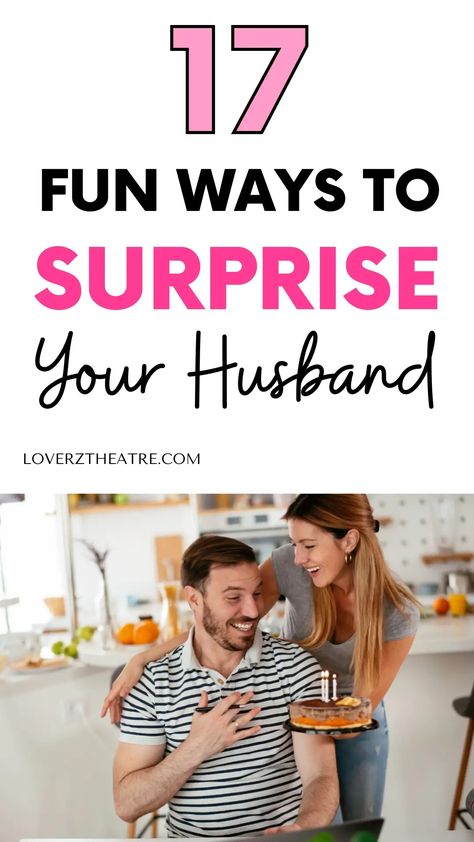 Surprising your husband has a way of reconnect you both together. So if you want to spice things up in your marriage, surprise your man today. Looking for surprise ideas for husband? Check out these marriage tips on 17 romantic surprise ideas that will wow your husband. So whether you are looking for a list of nice things to do for your husband, or free marriage advice on how to surprise your spouse, these are the best tips Surprise Your Husband, Improve Relationship, Surprise Ideas, Surprises For Husband, Romantic Surprise, Ways To Show Love, Marriage Goals, Relationship Help, How To Improve Relationship