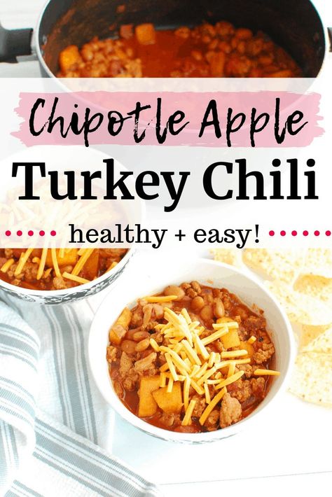 Looking for unique chili recipes? This chipotle chili is made with ground turkey, canned chipotles in adobo, and (surprise) apples! It’s sweet, spicy, and smoky for the best healthy turkey chili recipe you’ll find. #chili #apples #turkey #chipotle #healthyfood Easy Kielbasa Recipes, Chipotle Chili Recipe, Healthy Turkey Chili Recipe, Unique Chili, Unique Chili Recipes, Turkey Chili Recipe Easy, Chili Turkey, Healthy Turkey Chili, Healthy Chili Recipe Turkey