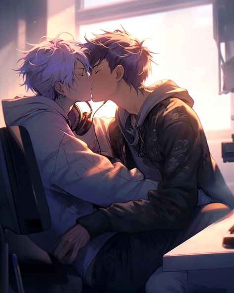 Anime Ships Boys, Fanart 18plus Boy And Girl, Cute Gay Couple Drawings, Cute Gay Drawings, Gay Anime Base, Gay Anime Guy, Gay Couple Drawing, Gay Fanart, Triangle Art