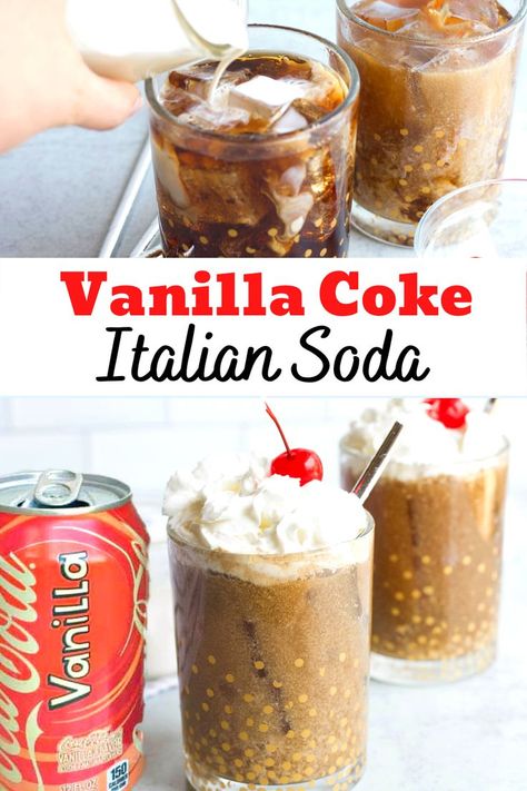 Coke Drinks Non Alcoholic, Vanilla Italian Soda Recipe, Gourmet Soda Recipes, Torani Drinks, Beverage Truck, Italian Soda Recipe, Italian Cream Soda Recipe, Cream Soda Recipe, Soda Drinks Recipes