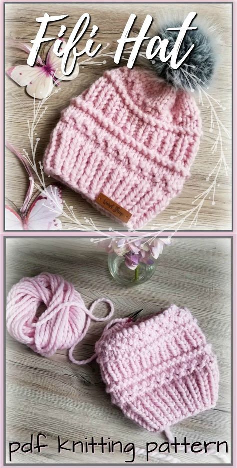 Beginner Knitting Pattern, Baby Hat Knitting Pattern, Hat Patterns Free, Knitting Patterns Free Hats, Chunky Knit Hat, Yarn Craft, Hat Patterns, Baby Hats Knitting, Knit Hats