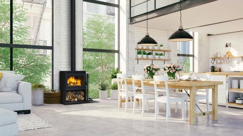 Supreme Novo 18 — Vaglio Fireplace Centre Modern Wood Burning Stoves, Small Wood Stove, Freestanding Stove, Wood Stove Fireplace, Cast Iron Stove, Small Home Offices, Into The Wood, Stove Fireplace, Wood Logs