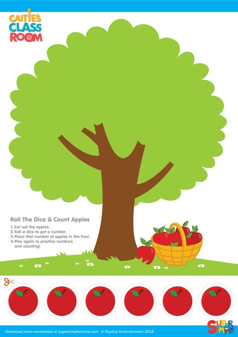 Apple Tree Template, Apple Tree Counting, Apple Tree Activity, Preschool Body Theme, Tree Activity, Activity For Kindergarten, Tree Template, Pattern Activities, Counting Worksheets