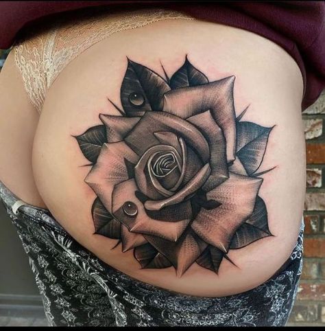 Roses Reference, Realistic Rose Tattoo, Private Tattoos, Blue Rose Tattoos, Dove Tattoo, Black Rose Tattoos, Realistic Rose, Leg Tattoos Women, Laser Tattoo