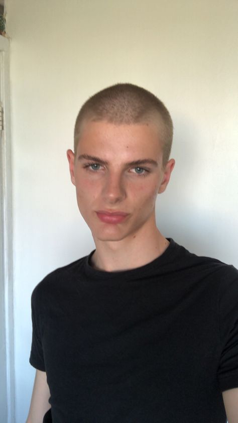 Buzzcut Model Male, Buzzcut Big Forehead, Male Buzzcut, Skinhead Haircut, Bad Hairline, Guy Reference, Bald Person, Bald Boy, Mens Haircuts Short Hair