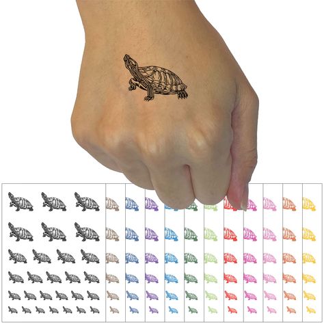 Red-Eared Slider Turtle Pet Reptile Temporary Tattoo Water Resistant Fake Body Art Set Collection - Dark Green (One Sheet) (As an Amazon Associate I earn from qualifying purchases) Red Eared Slider Turtle Tattoo, Slider Turtle Tattoo, Red Ear Turtle, Turtle Pet, Red Eared Slider Turtle, Slider Turtle, Red Eared Slider, Tattoo Water, Pet Turtle