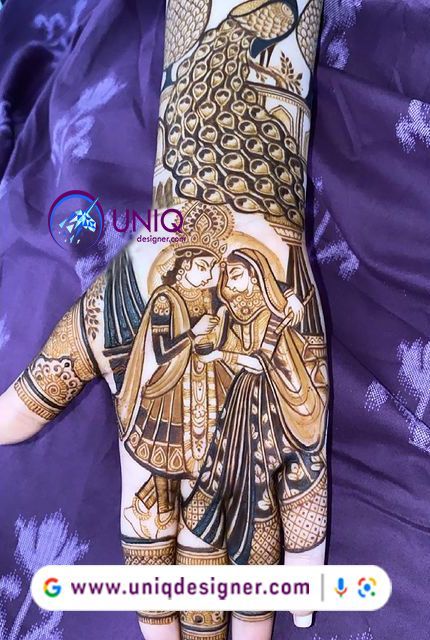 Radha Krishna Mehndi Design, Krishna Mehndi, Designer Mehendi, Hena Designs, Mehandhi Designs, Rajasthani Mehndi Designs, Save Videos, Mehedi Design, Bird Coloring