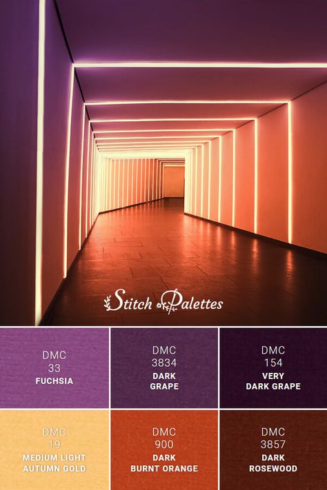 Metallic Color Palette Colour Schemes, Burnt Orange Purple Color Palette, Purple Amber Color Palette, Colors That Go With Dark Purple, Sultry Color Palette, Blood Orange Color Palette, Burnt Orange And Purple Wedding, Burnt Orange Colour Palette, Dark Orange Color Palette