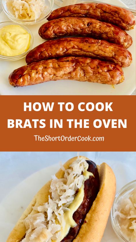 Bratwurst Sides, Bratwurst In The Oven, Brats In The Oven, Bratwurst Oven, Baked Bratwurst, How To Cook Bratwurst, How To Cook Brats, Grilled Brats, Brats Recipes