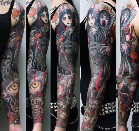 Alice: Madness Returns Alice Madness Returns Tattoo, Madness Tattoo, Alice In Wonderland Tattoo Sleeve, American Mcgee’s Alice, Cute Tats, Wonderland Tattoo, Art Style Challenge, Alice Liddell, Alice Madness Returns