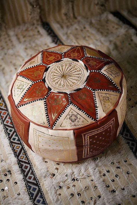 Art Marocain, Moroccan Pouffe, Leather Pouf Ottoman, Moroccan Leather Pouf, Moroccan Leather, Moroccan Pouf, Leather Pouf, Moroccan Decor, Leather Ottoman