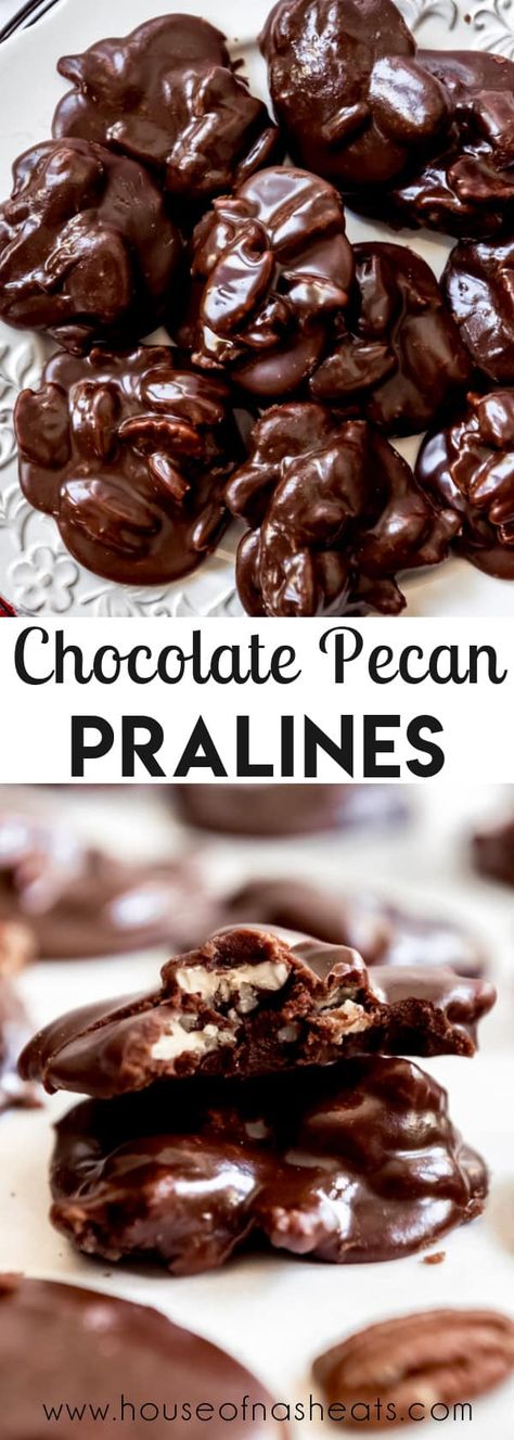 Inspired by our visit to River Street Sweets and Savannah Candy Kitchen in Savannah, Georgia, these Chocolate Pecan Pralines are loaded with rich cocoa flavor and the crunch of sweet pecans. They crumble and melt in your mouth in the most delightful way! #chocolate #pralines #best #homemade #candy #easy #homemade #Christmas #Georgia #Louisiana #pecans Chocolate Pralines Recipe, Praline Recipes, Microwave Pralines, Sweet Pecans, Christmas Fare, Pralines Recipe, Praline Candy, Fall Sweets, Chocolate Pralines