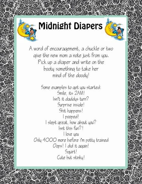 Midnight Diapers Baby Shower Diapers, Church Ideas, Crafty Stuff, Shower Games, New Moms, Baby Stuff, Baby Shower, Shower