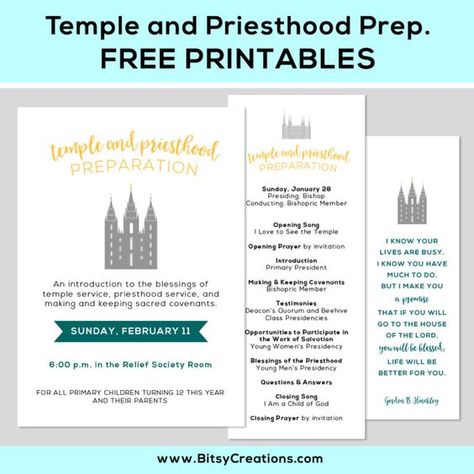 Temple and Priesthood Preparation FREE PRINTABLES Priesthood Preview, Primary Presidency, Primary Program, Primary Chorister, Activity Day Girls, Meridian Idaho, Primary Singing Time, Opening Prayer, Primary Activities