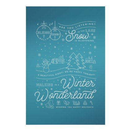 Winter Wonderland Christmas Poster 24x36 / Blue Winter Wall Decor, Wonderland Christmas, Christmas Throw Blanket, Happy New Year Design, Merry Christmas Happy Holidays, Winter Gifts, Winter Wonderland Christmas, Merry Christmas Sign, Snowmen Patterns