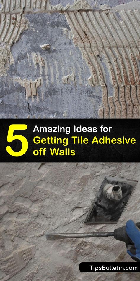 After you remove tile, old tile adhesive and grout remain. An essential part of tile removal is cleaning up old glue. Use easy tricks for removing tile glue to eliminate old wall tile adhesive, and create a stable base to paint or lay new ceramic tile. #remove #old #tile #adhesive #wall How To Remove Tiles From Wall, Removing Wall Tile In Bathroom, Remove Tile From Wall Bathroom, How To Remove Tile From Wall, Removing Tile From Wall Bathroom, Removing Tile From Wall, Removing Bathroom Tile, Basement Ceiling Tiles, Ceiling Tiles Ideas